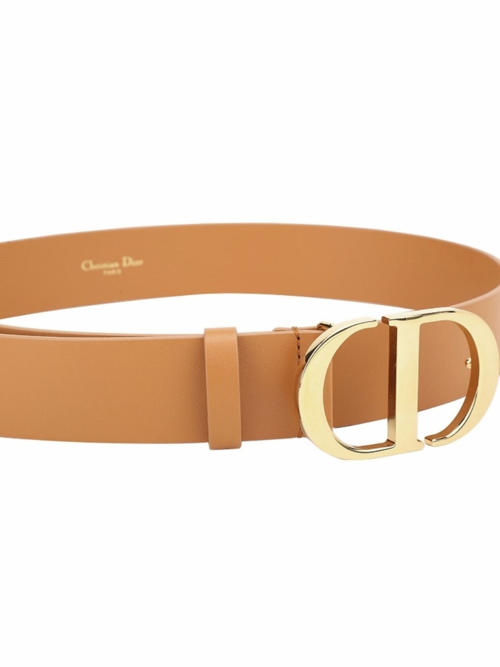 Dior Tan Leather Belt with Gold CD Buckle